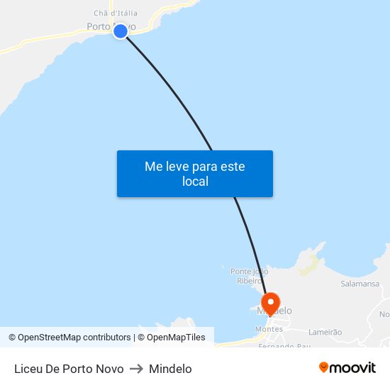 Liceu De Porto Novo to Mindelo map