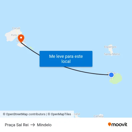 Praça Sal Rei to Mindelo map