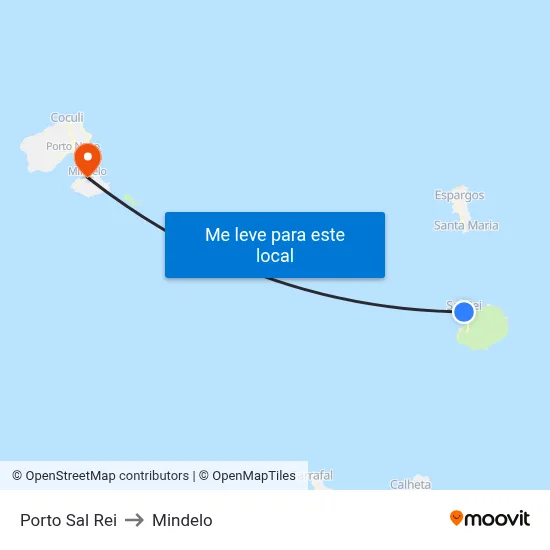 Porto Sal Rei to Mindelo map