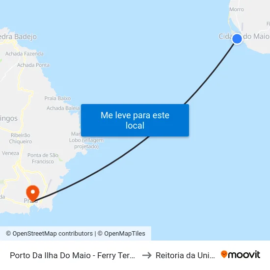 Porto Da Ilha Do Maio - Ferry Terminal to Reitoria da Uni-CV map