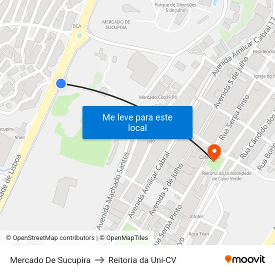Mercado De Sucupira to Reitoria da Uni-CV map