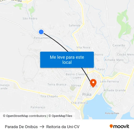 Parada De Onibús to Reitoria da Uni-CV map