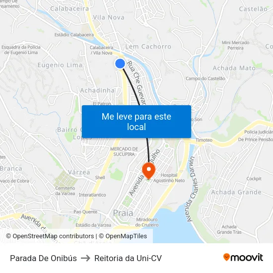 Parada De Onibús to Reitoria da Uni-CV map