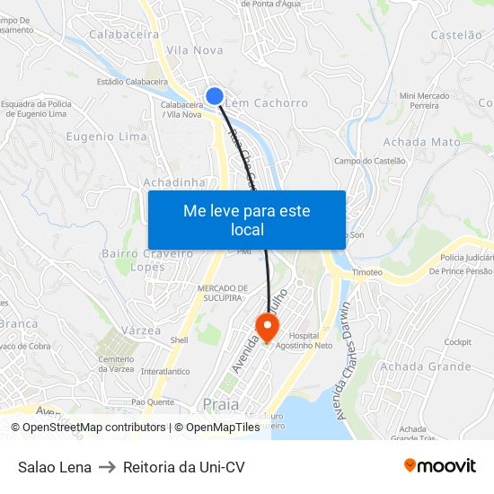 Salao Lena to Reitoria da Uni-CV map