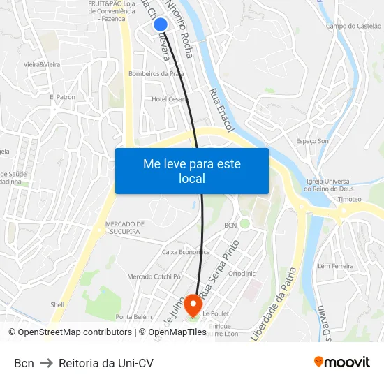 Bcn to Reitoria da Uni-CV map