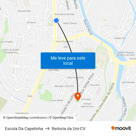 Escola Da Capelinha to Reitoria da Uni-CV map