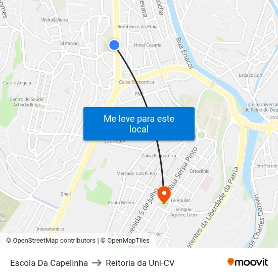 Escola Da Capelinha to Reitoria da Uni-CV map