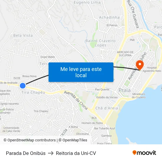 Parada De Onibús to Reitoria da Uni-CV map