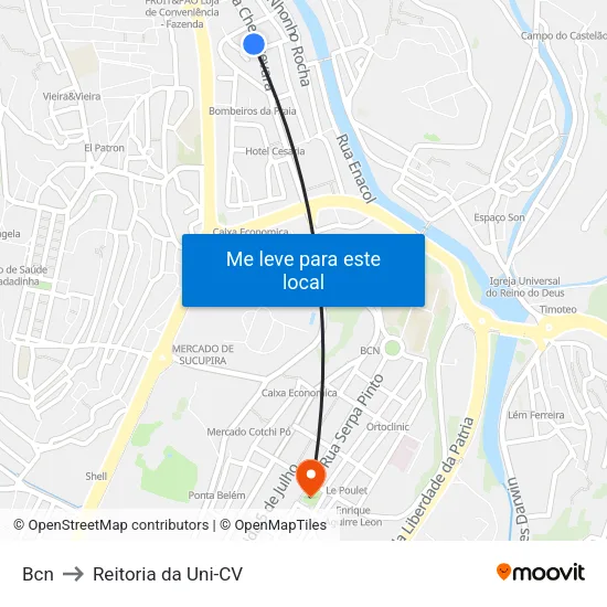 Bcn to Reitoria da Uni-CV map