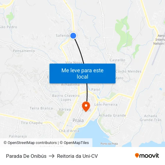 Parada De Onibús to Reitoria da Uni-CV map