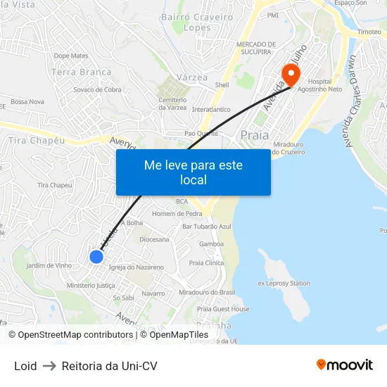Loid to Reitoria da Uni-CV map