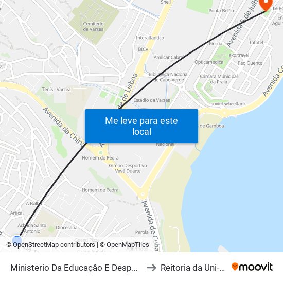 Ministerio Da Educaçâo E Desporto to Reitoria da Uni-CV map