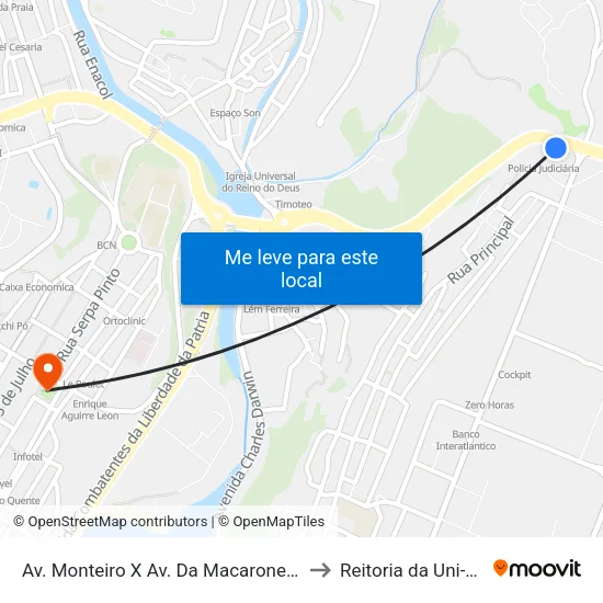 Av. Monteiro X Av. Da Macaronesia to Reitoria da Uni-CV map