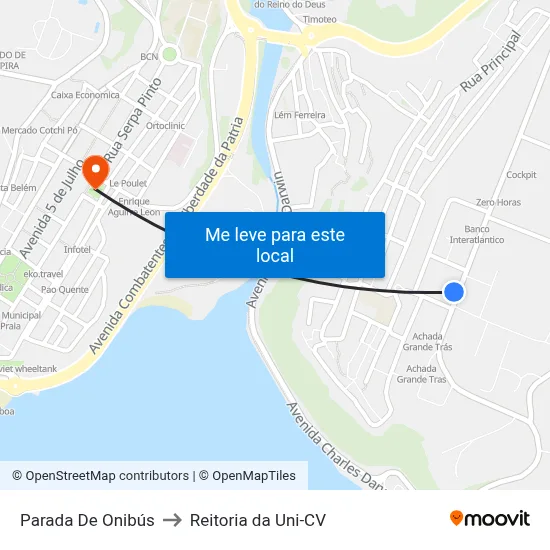 Parada De Onibús to Reitoria da Uni-CV map