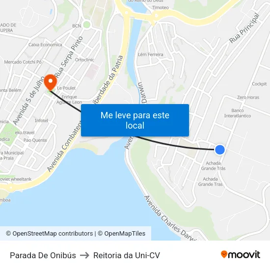 Parada De Onibús to Reitoria da Uni-CV map