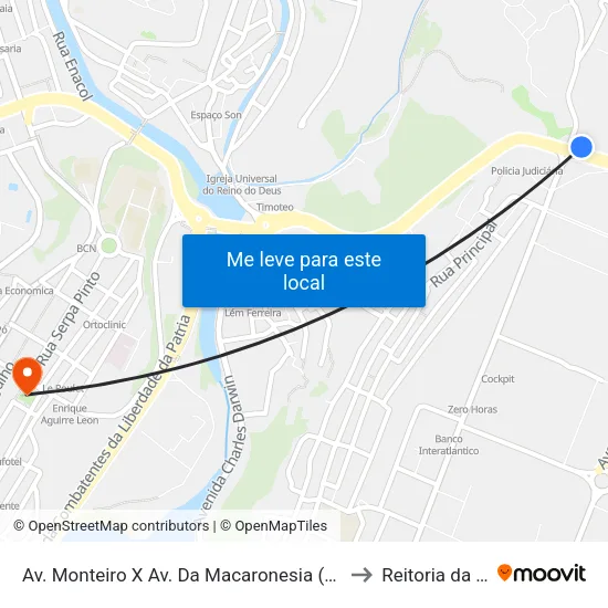 Av. Monteiro X Av. Da Macaronesia (Aeroporto Antigo) to Reitoria da Uni-CV map