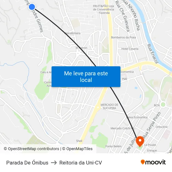 Parada De Ónibus to Reitoria da Uni-CV map