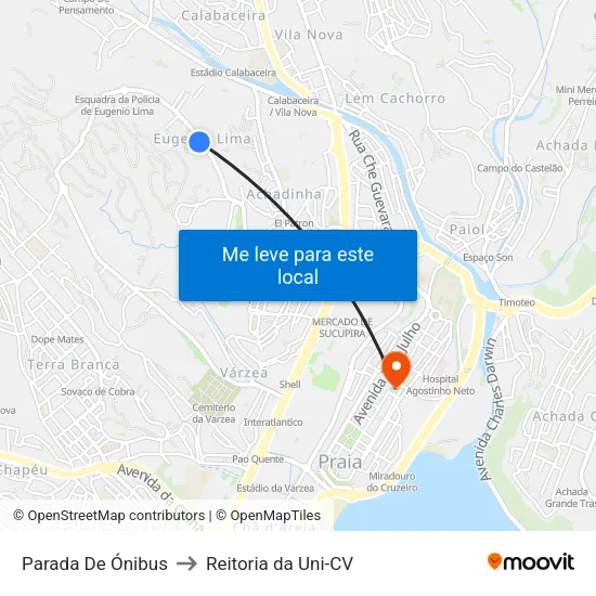 Parada De Ónibus to Reitoria da Uni-CV map