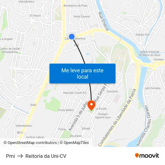 Pmi to Reitoria da Uni-CV map