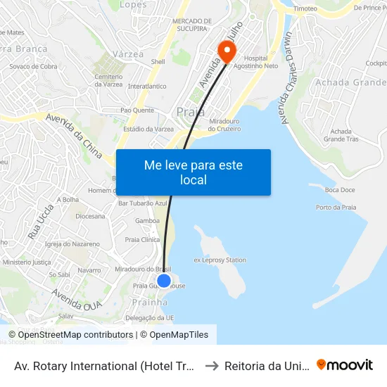 Av. Rotary International (Hotel Trópico) to Reitoria da Uni-CV map