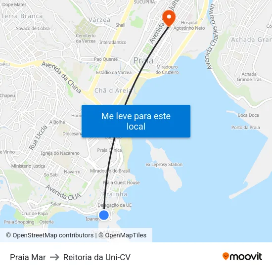 Praia Mar to Reitoria da Uni-CV map