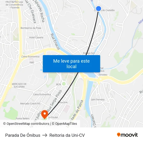 Parada De Ónibus to Reitoria da Uni-CV map