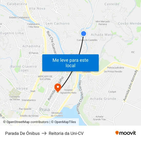 Parada De Ónibus to Reitoria da Uni-CV map