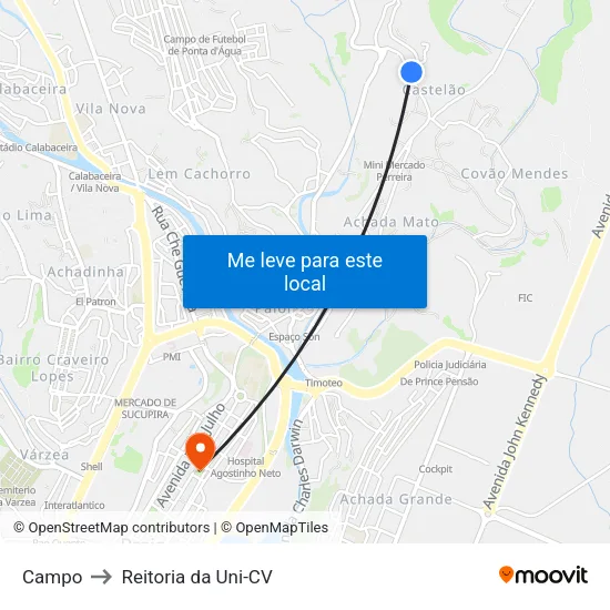 Campo to Reitoria da Uni-CV map