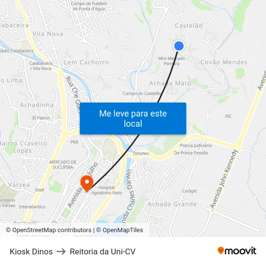 Kiosk Dinos to Reitoria da Uni-CV map