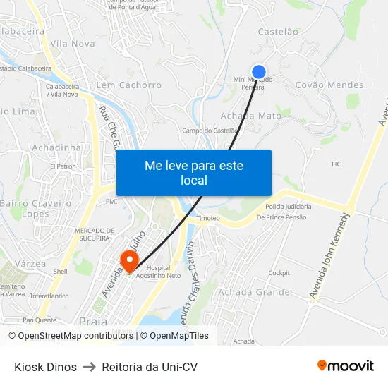 Kiosk Dinos to Reitoria da Uni-CV map