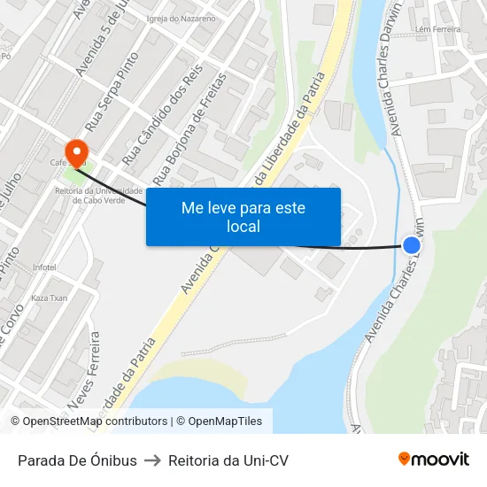 Parada De Ónibus to Reitoria da Uni-CV map