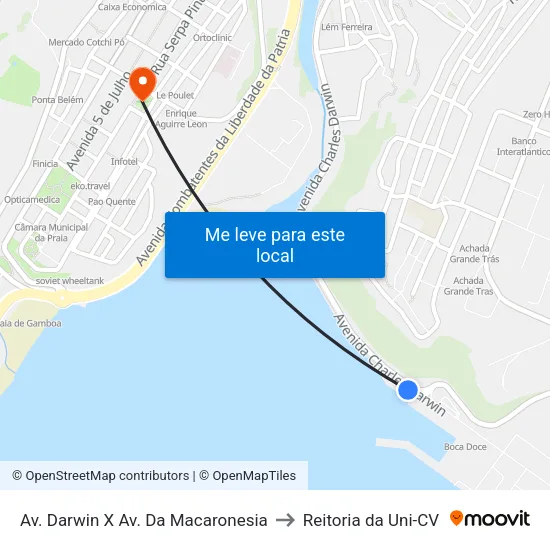 Av. Darwin X Av. Da Macaronesia to Reitoria da Uni-CV map