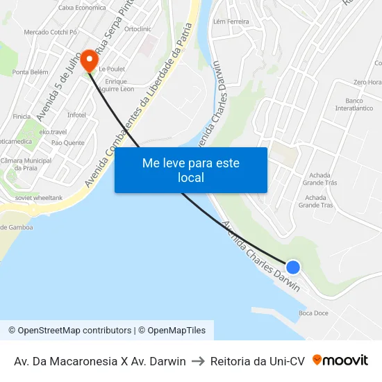 Av. Da Macaronesia X Av. Darwin to Reitoria da Uni-CV map
