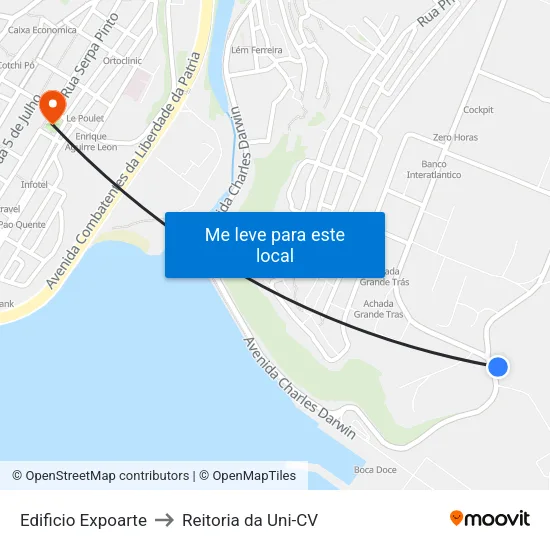 Edificio Expoarte to Reitoria da Uni-CV map