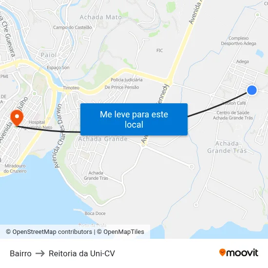 Bairro to Reitoria da Uni-CV map