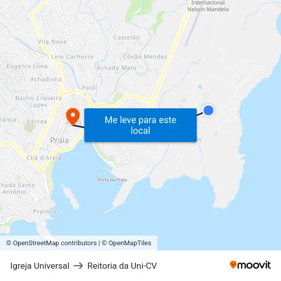 Igreja Universal to Reitoria da Uni-CV map