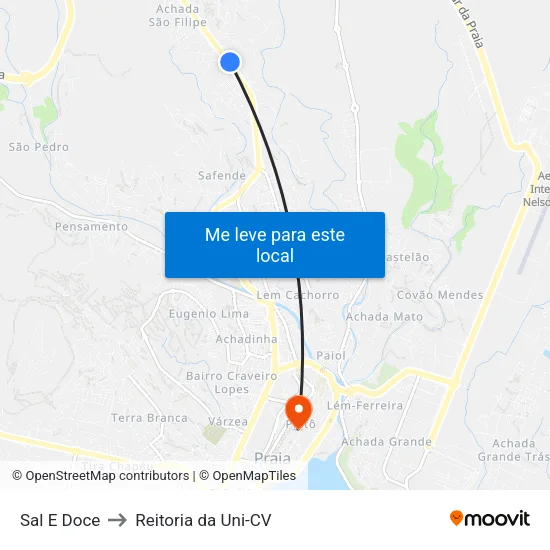 Sal E Doce to Reitoria da Uni-CV map