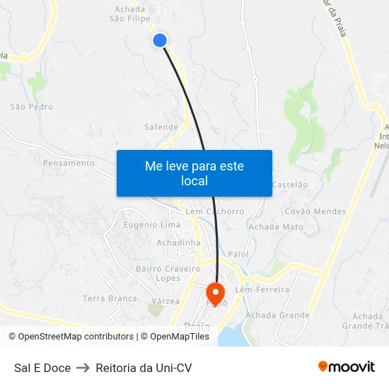 Sal E Doce to Reitoria da Uni-CV map