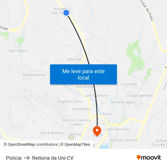 Policia to Reitoria da Uni-CV map
