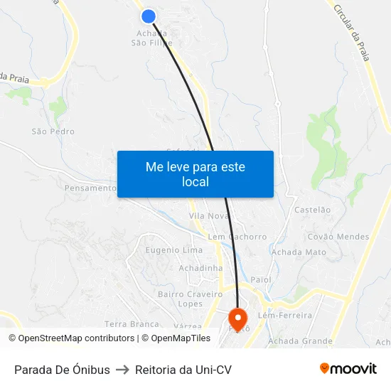 Parada De Ónibus to Reitoria da Uni-CV map
