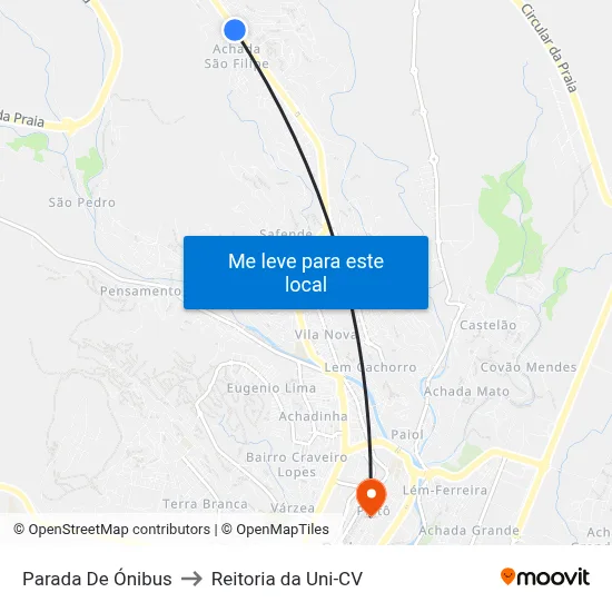Parada De Ónibus to Reitoria da Uni-CV map