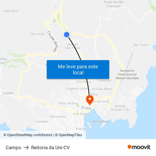 Campo to Reitoria da Uni-CV map