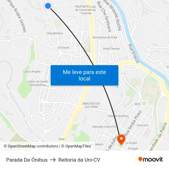 Parada De Ónibus to Reitoria da Uni-CV map