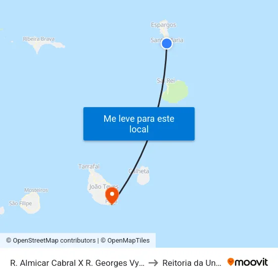 R. Almicar Cabral X R. Georges Vynckier to Reitoria da Uni-CV map
