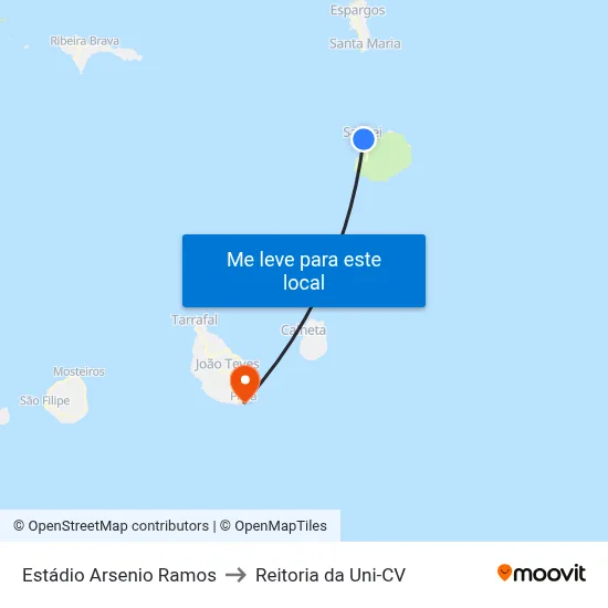 Estádio Arsenio Ramos to Reitoria da Uni-CV map