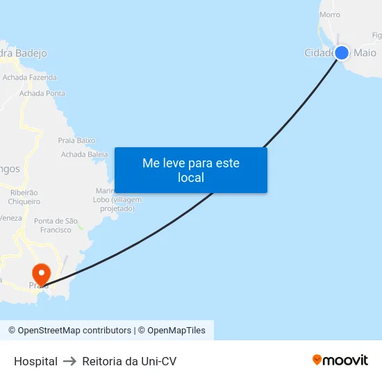 Hospital to Reitoria da Uni-CV map