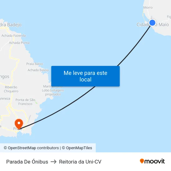 Parada De Ónibus to Reitoria da Uni-CV map