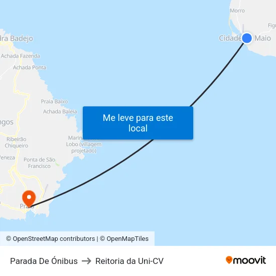 Parada De Ónibus to Reitoria da Uni-CV map