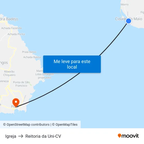 Igreja to Reitoria da Uni-CV map