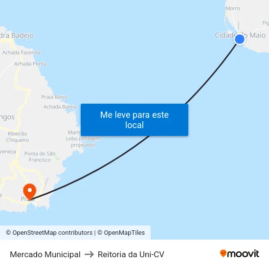 Mercado Municipal to Reitoria da Uni-CV map